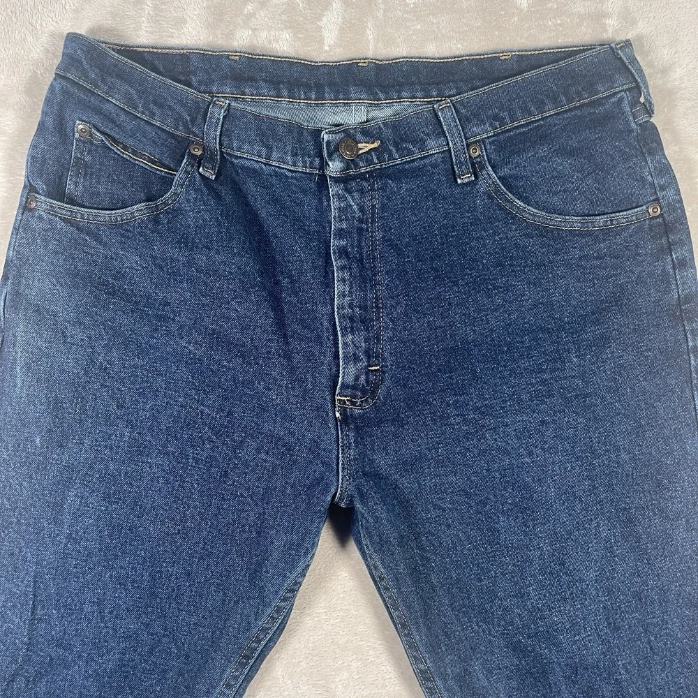 Wrangler Jeans Mens 36x30 Blue Cotton‎ Denim Straight Leg Workwear Stretch
